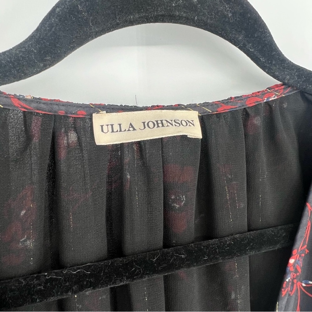 Ulla Johnson Ciel Silk Floral and Metallic Midi Dress Size 4 - Picture 7 of 12